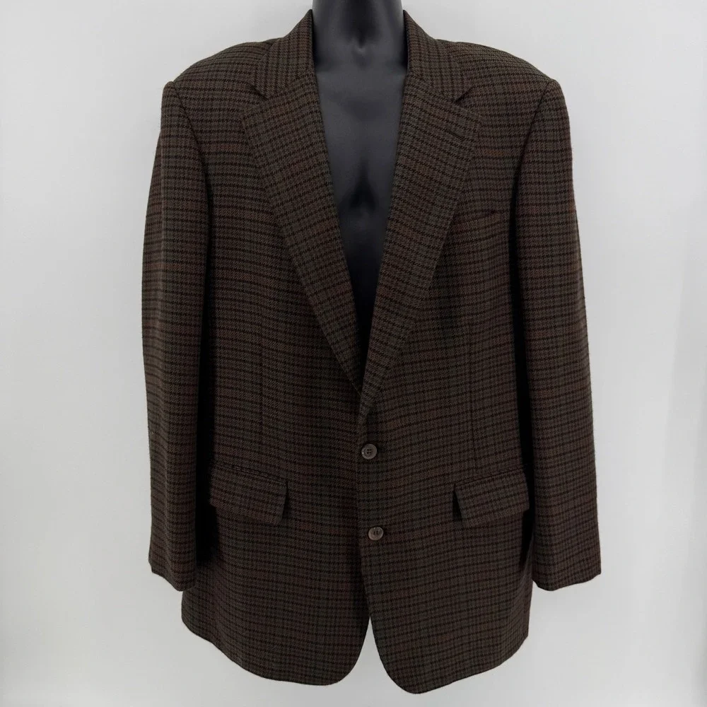Country Britches Blazer Mens L Brown Houndstooth Wool Nordstrom Sport Coat